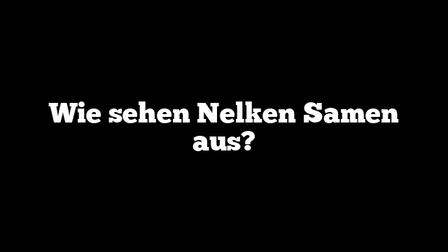 Wie sehen Nelken Samen aus?